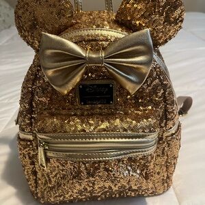 Disney Loungefly Gold Sequin Mini Backpack